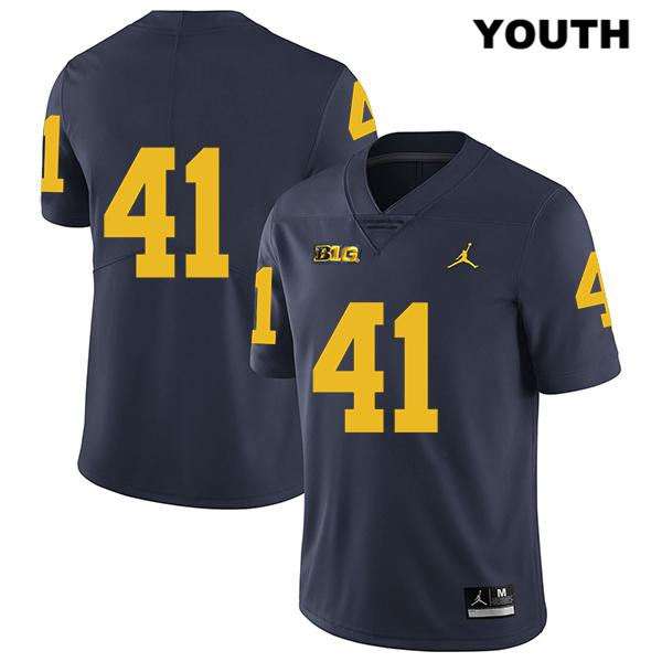 Youth NCAA Michigan Wolverines John Baty #41 No Name Navy Jordan Brand Authentic Stitched Legend Football College Jersey PQ25U30OF
